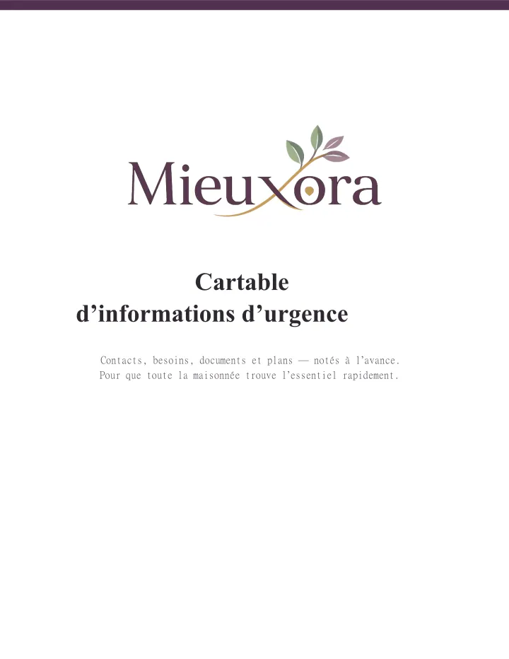 Cartable d'informations d'urgence