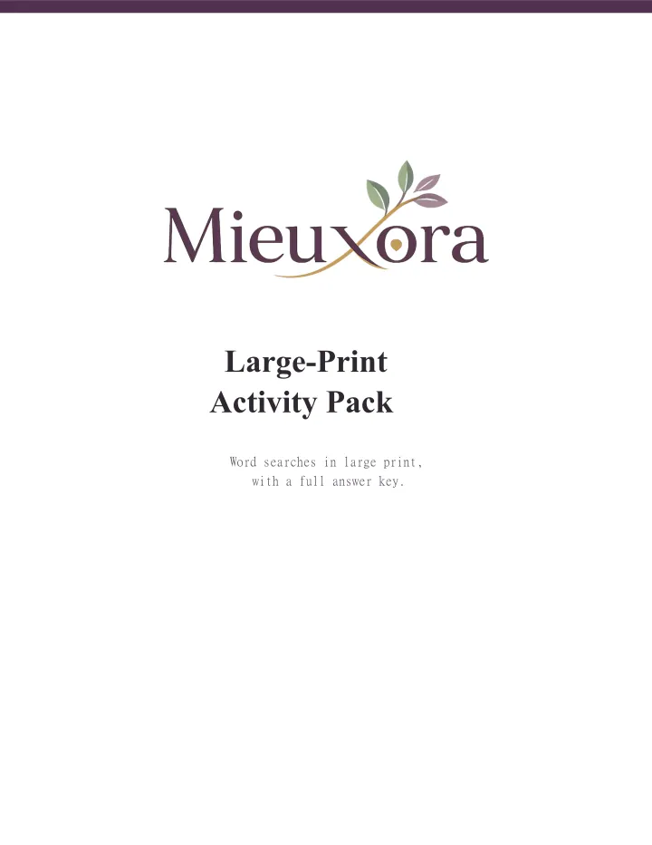 Senior Large-Print Activity Pack