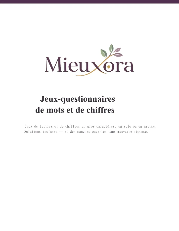 Jeux-questionnaires de mots et de chiffres